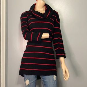 ⭐️INC Black Red Stipes Dress Shirt Turtle Neck Sz 1X⭐️